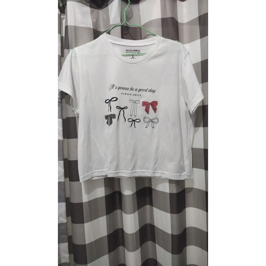kaos crop colorbox white coquette