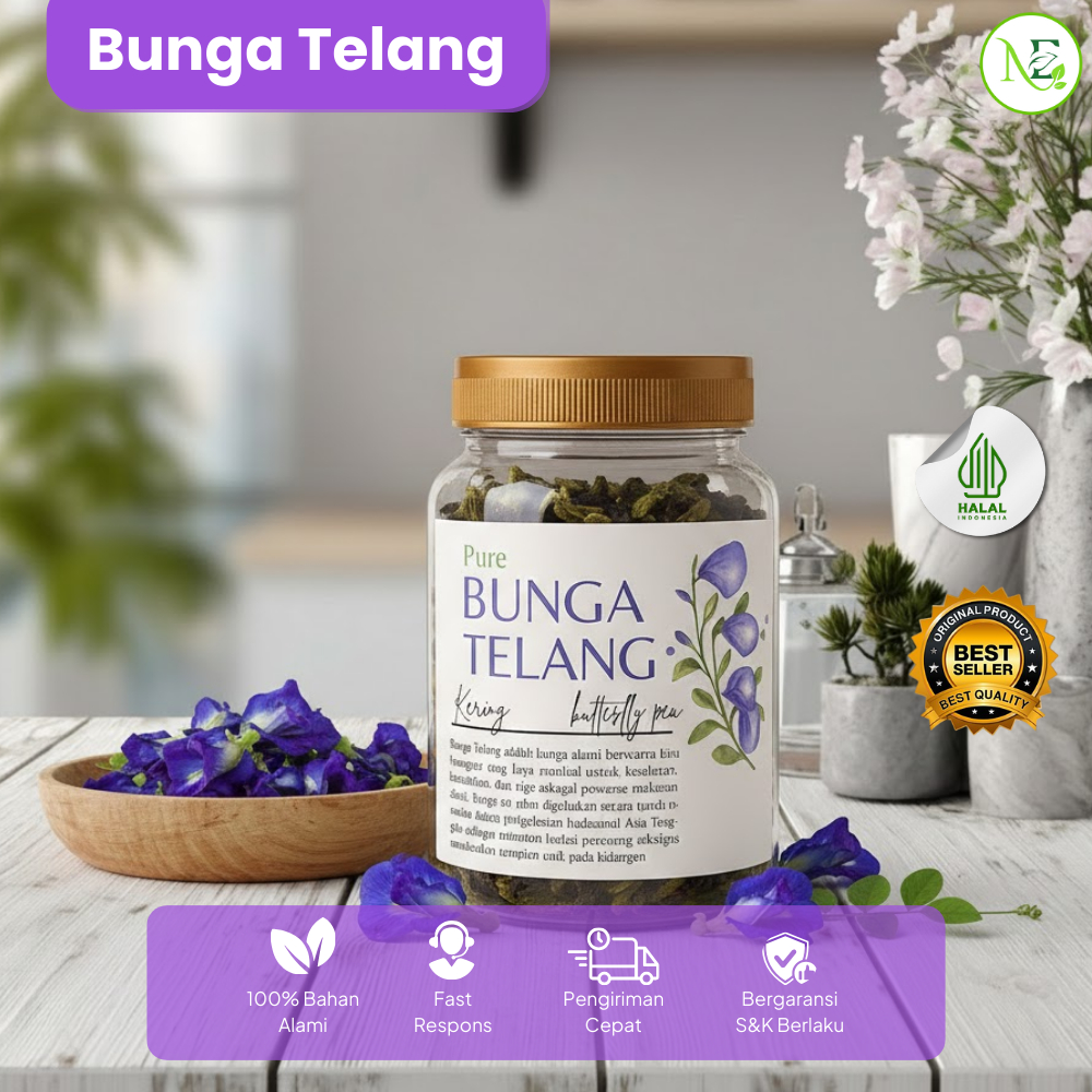 BUNGA TELANG KERING ORGANIK 500GR / Teh Bunga Telang Kering / Butterfly Pea/ Teh Biru Kaya Antioksid