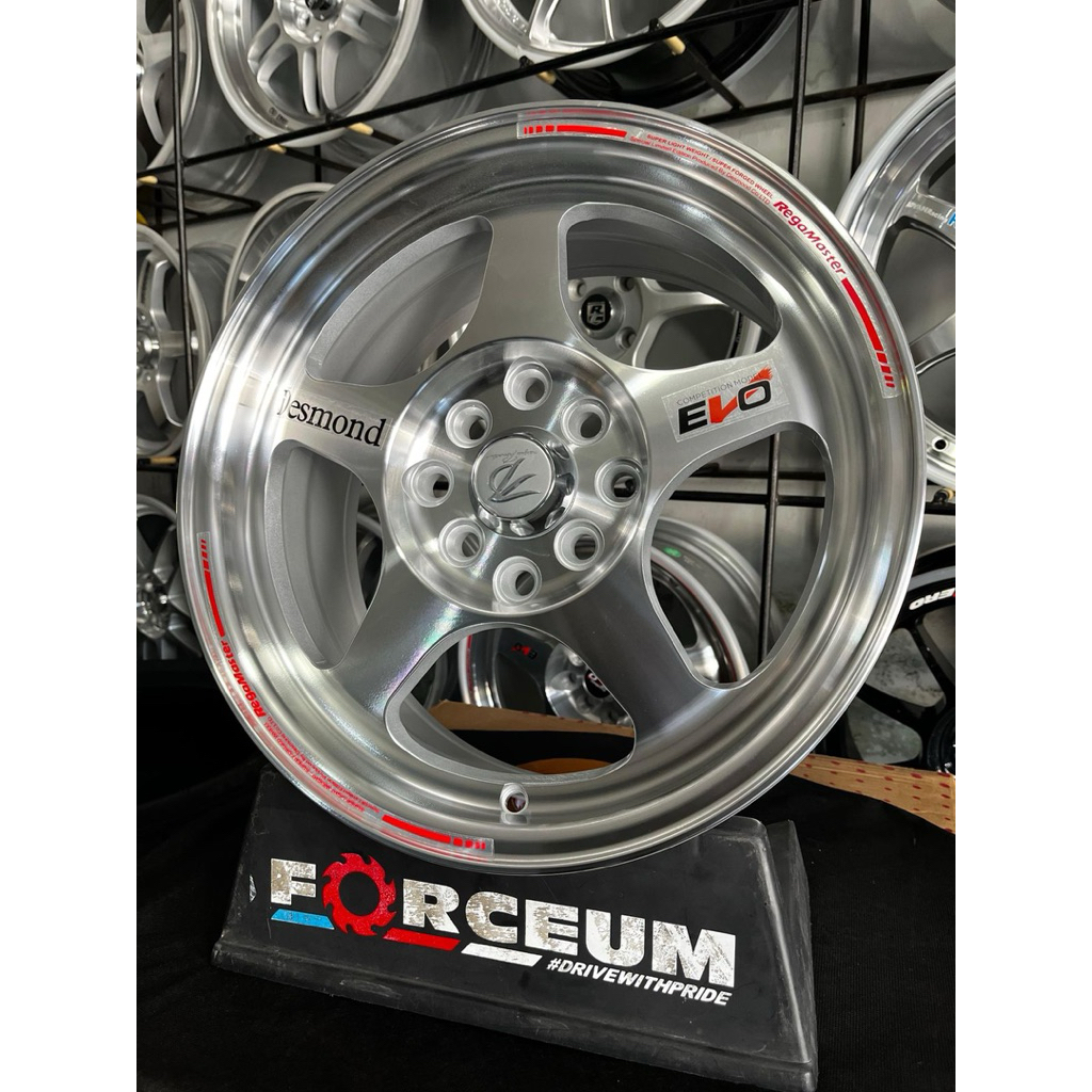 velg evo regamaster r15 full polish pcd 4x100/114 lebar 6,5 kondisi baru
