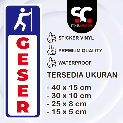 Stiker Geser Pintu Vertikal Vinyl Waterproof - Sticker Sign Slide Portrait - Label Instruksi Pintu G