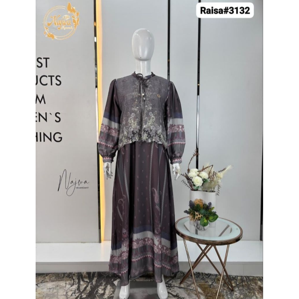 Midi Najwa Vintage/ Dress Plisket 2in1 Free Belt Fashion Muslim Kekinian Gamis  Wanita