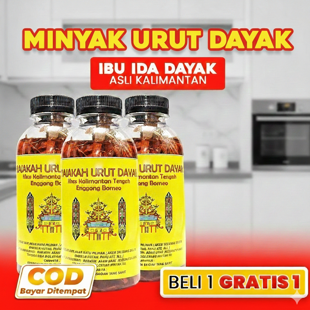 Minyak Urut Dayak Ida Minyak Pijat Asli Kalimantan 100% Original Akar Kayu Beli 1 dapat 2 Gratis Teh