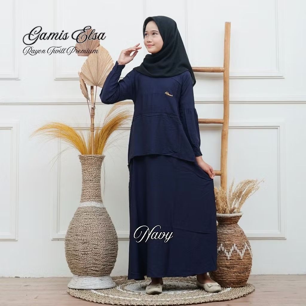 Gamis Elsa Anak Rayon Twill Premium