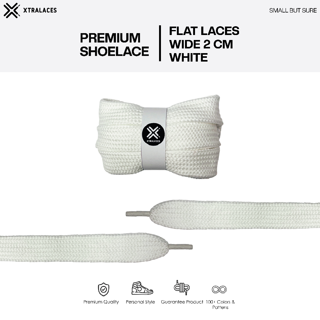 Tali Sepatu Gemuk 2CM Putih / Tali Sepatu Lebar | Premium Shoelaces