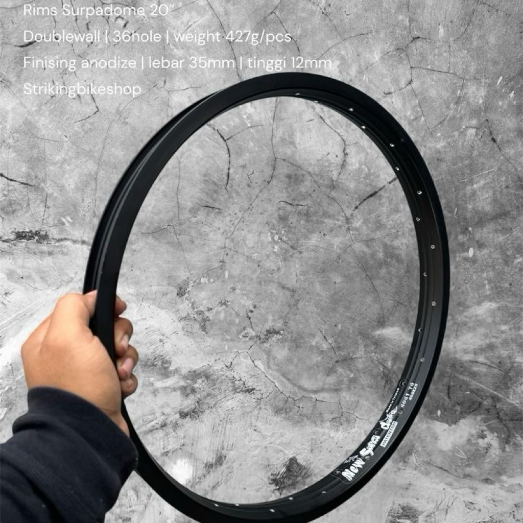 RIMS VELG SEPEDA BMX 20INCH 36HOLE DOUBLE WALL SUPRADOME LEBAR ALUMUNIUM MINIVELO
