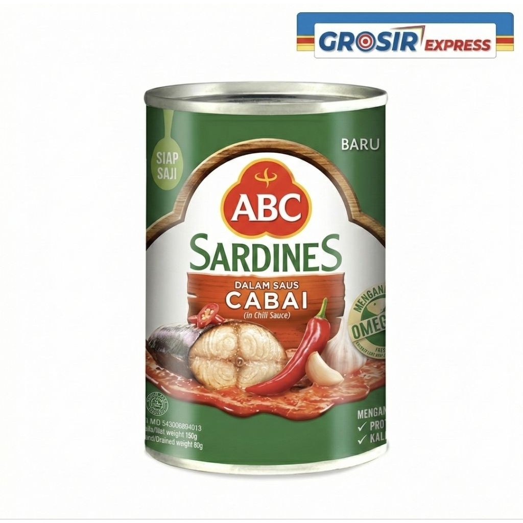 Sarden ABC Saus Cabai 155g Kaleng Kecil - [Bisa Ecer & Grosir 1 Dus] Lauk Pauk Sembako Murah
