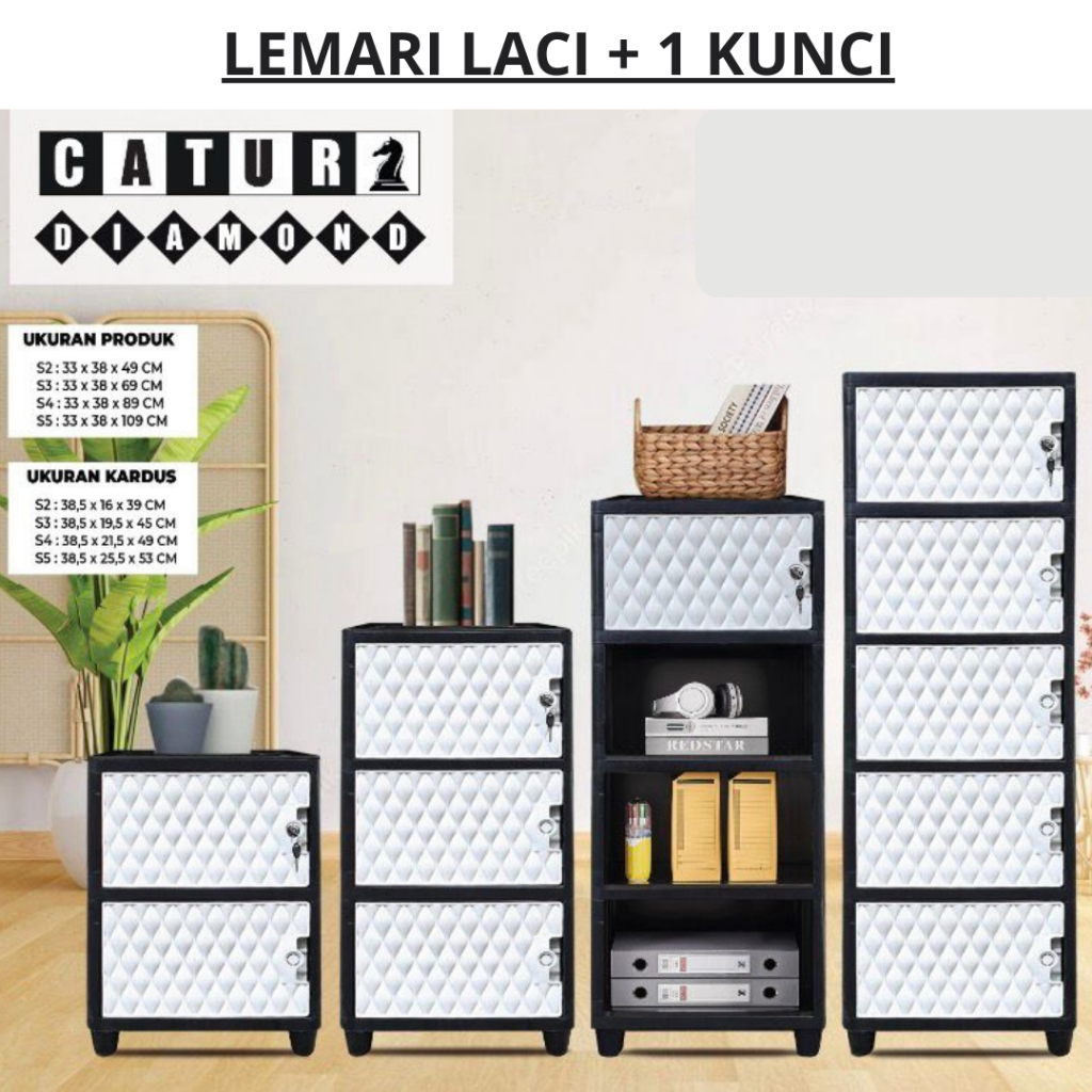 Lemari Laci CATUR 2 3 4 5 Susun AKAKO TABITHA Lemari Loker Laci Plastik Baju Serbaguna Minimalis