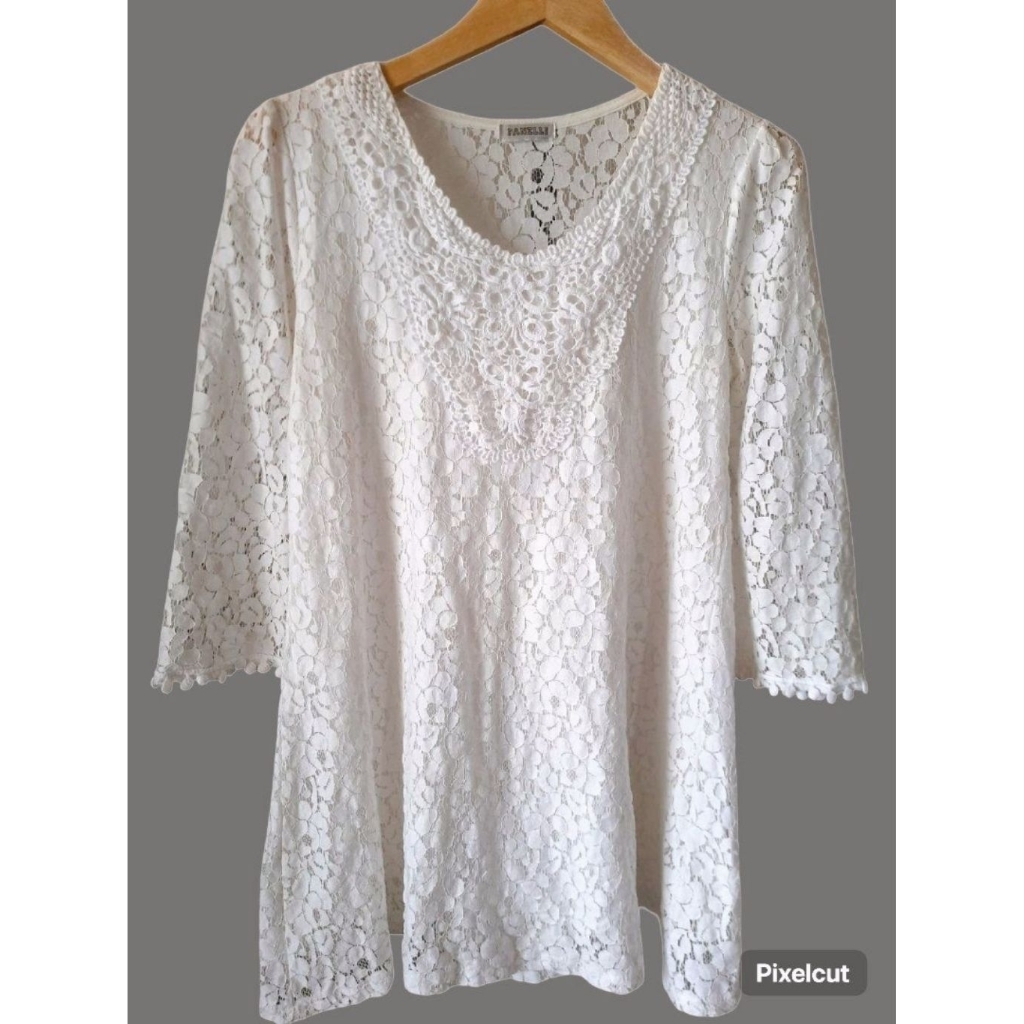 Atasan wanita Tunik brokat putih