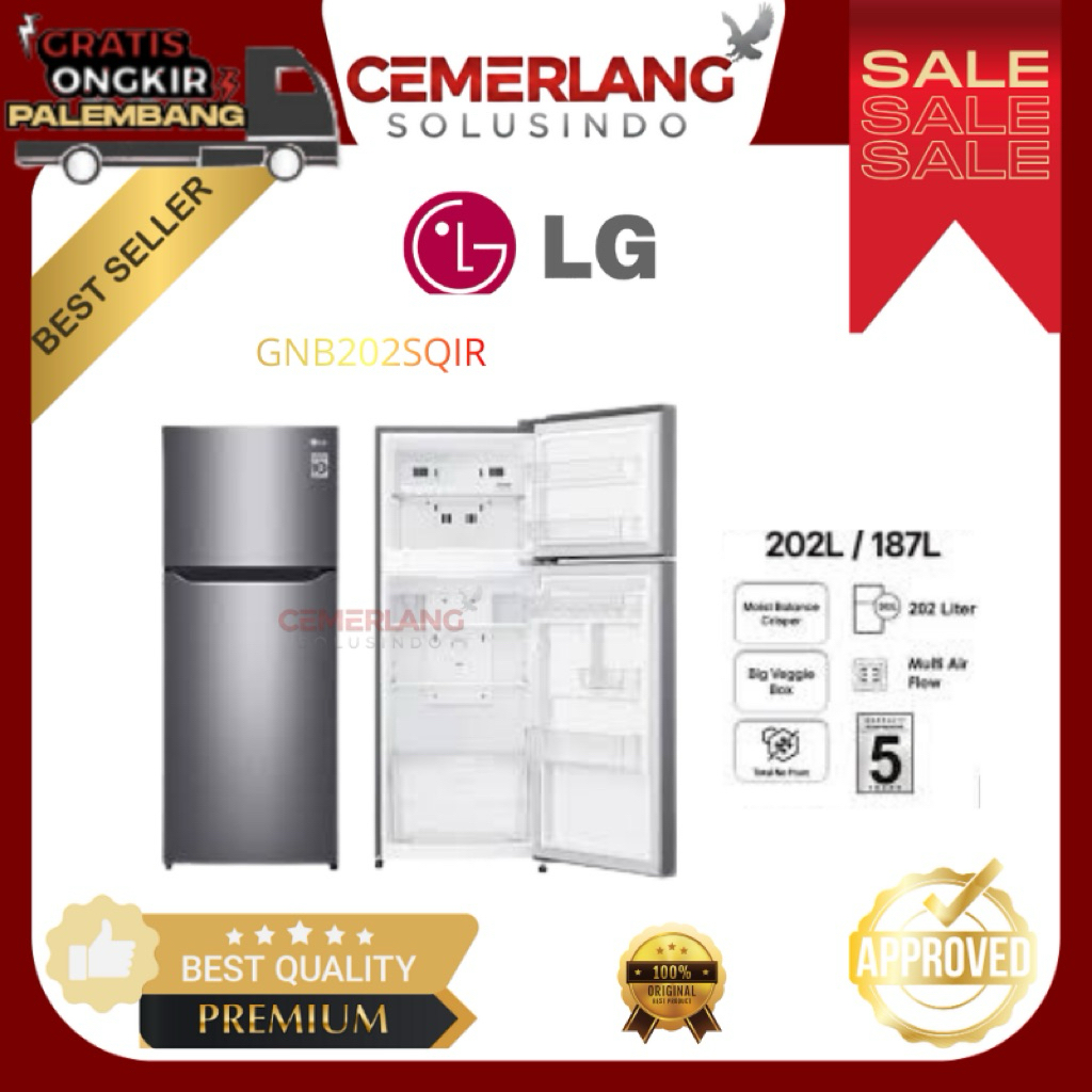 Kulkas LG 2 Pintu GNB-202SQIR Low Watt Non Inverter
