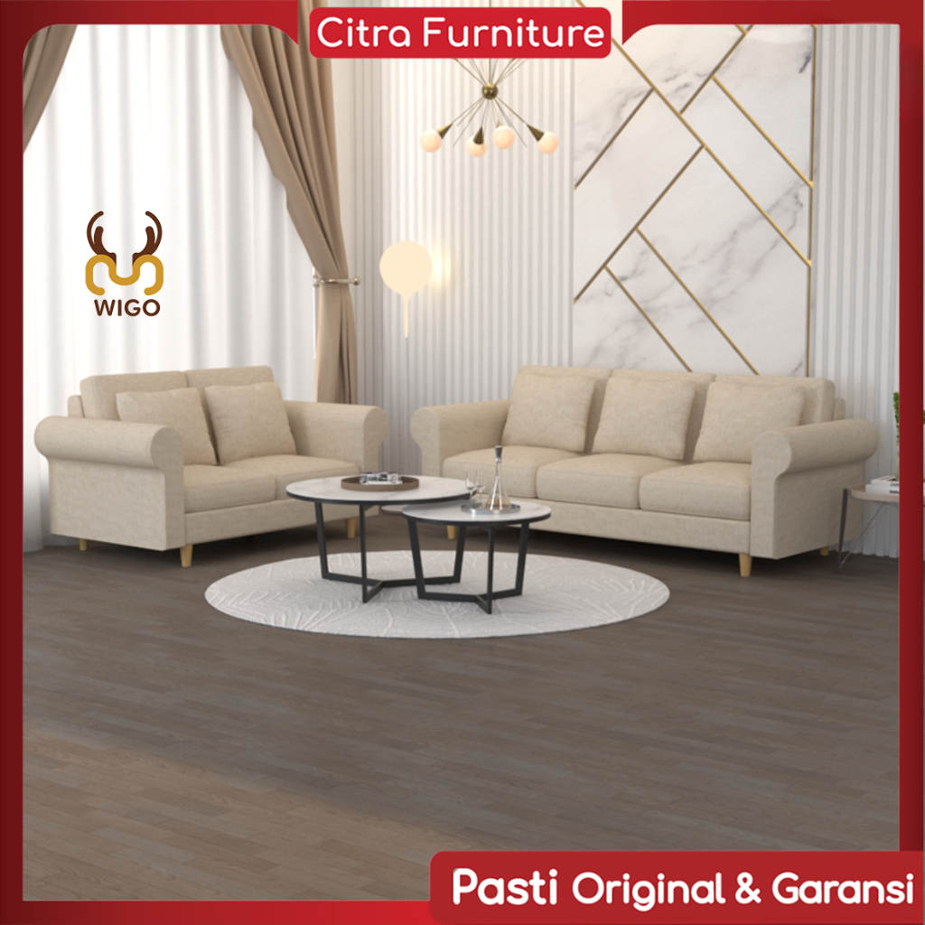 Sofa Retro Minimalis set 3+2 Seater PANAMA Series | Sofa Scandinavian 3+2 Dudukan
