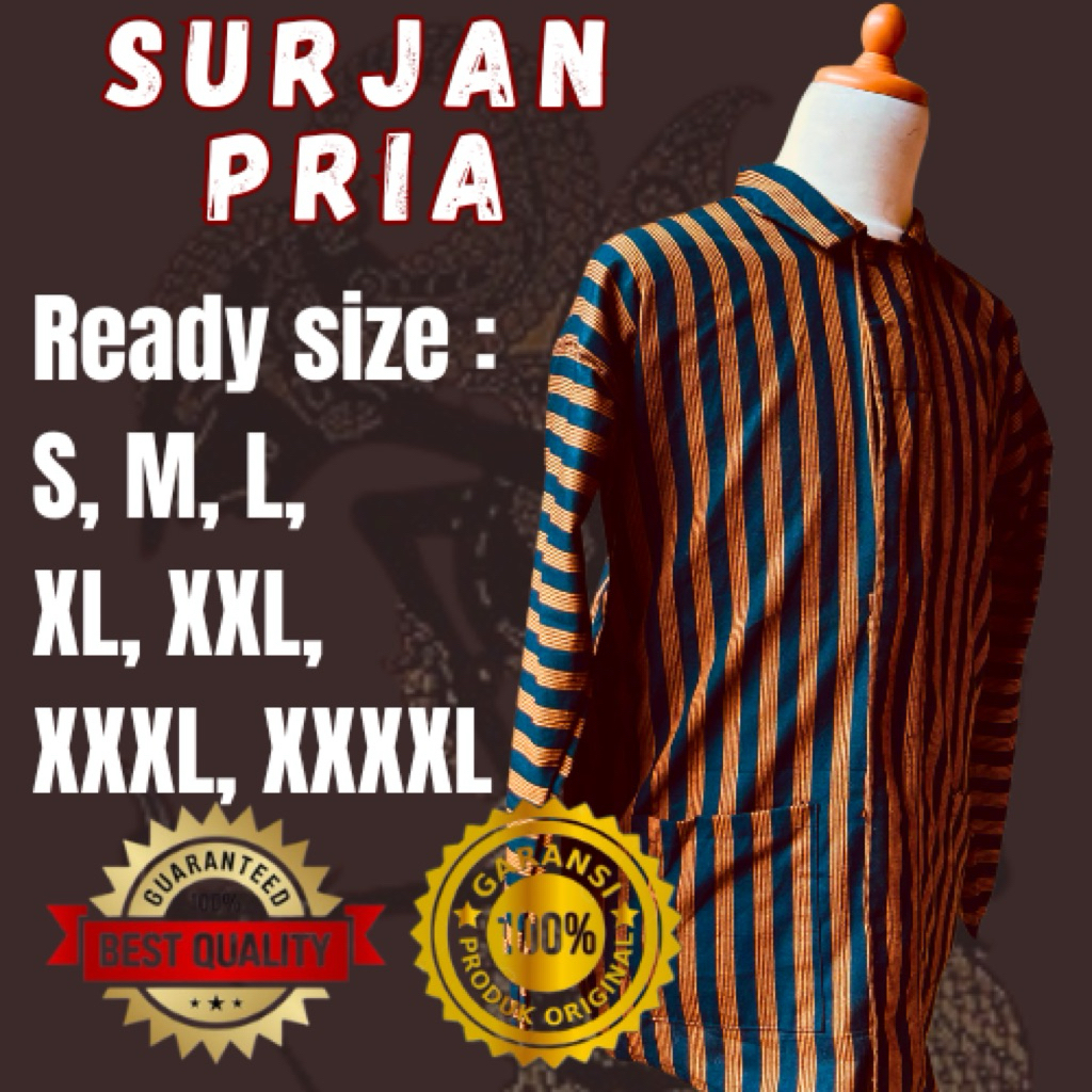 ATASAN SURJAN BAJU LURIK ADAT JAWA LENGAN PANJANG DEWASA PRIA (hitam gold) | BAJU ADAT JAWA PRIA