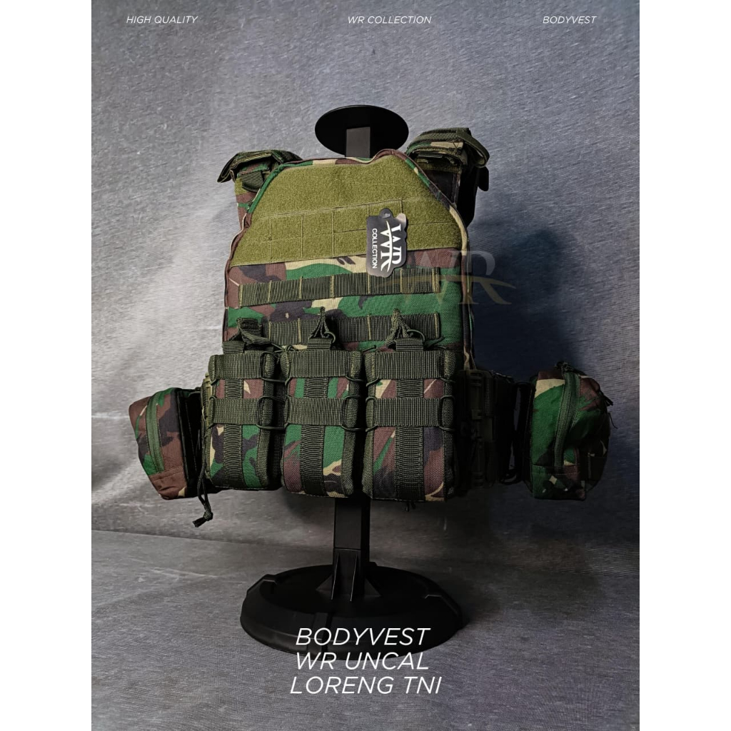 WR Bodyvest Uncal Cordura D600 Waterproof Quick Release Loreng Hitam Hijau