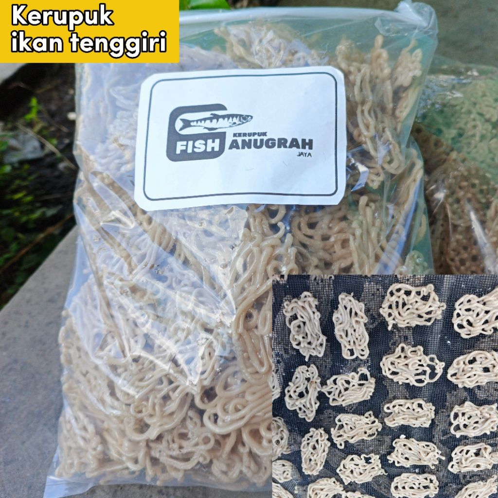 Kerupuk mentah / kerupuk ikan tengiri Kemasan 1kg Kerupuk ikan Tengiri Mentah Motif Lonjong | Anugra
