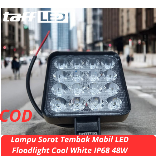 Lampu Sorot Tembak Mobil LED Floodlight Cool White IP68 48W/ Lampu LED sorot persegi untuk mobil, la