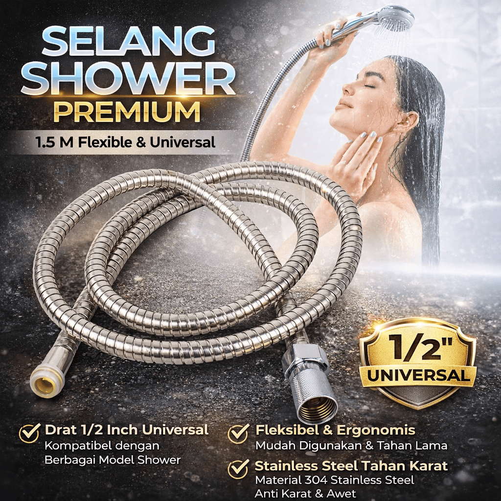 Selang Jet Shower Kamar Mandi wc Closet Flexible Selang Shower Stainless Steel 1.5 meter - SM15