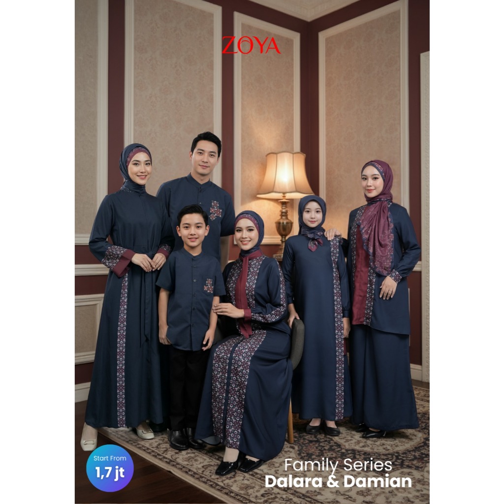 ZOYA Sarimbit 2026 Navy Series - Fashion Muslim Baju Sarimbit Keluarga Dalara Dress/Davinza Dress/Da