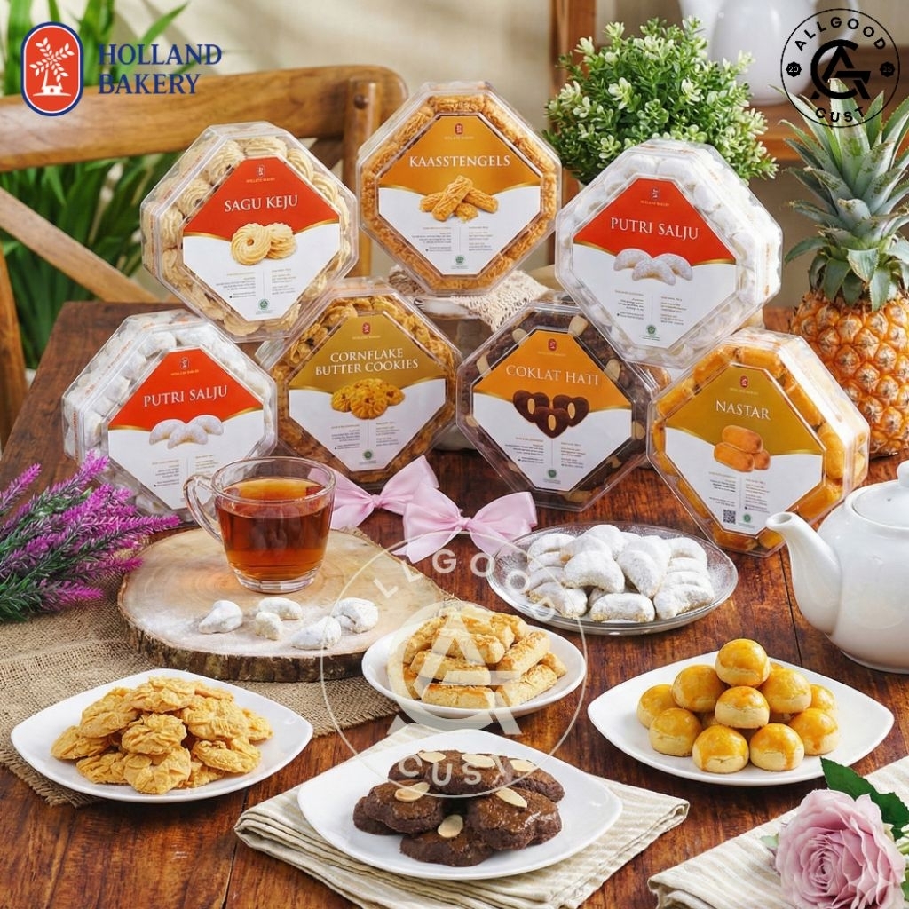 Kue HOLLAND BAKERY Kukis Segi 8 / Kue Kering Nastar, Kastengel, Sagu Keju, Coklat Hati, Putri Salju