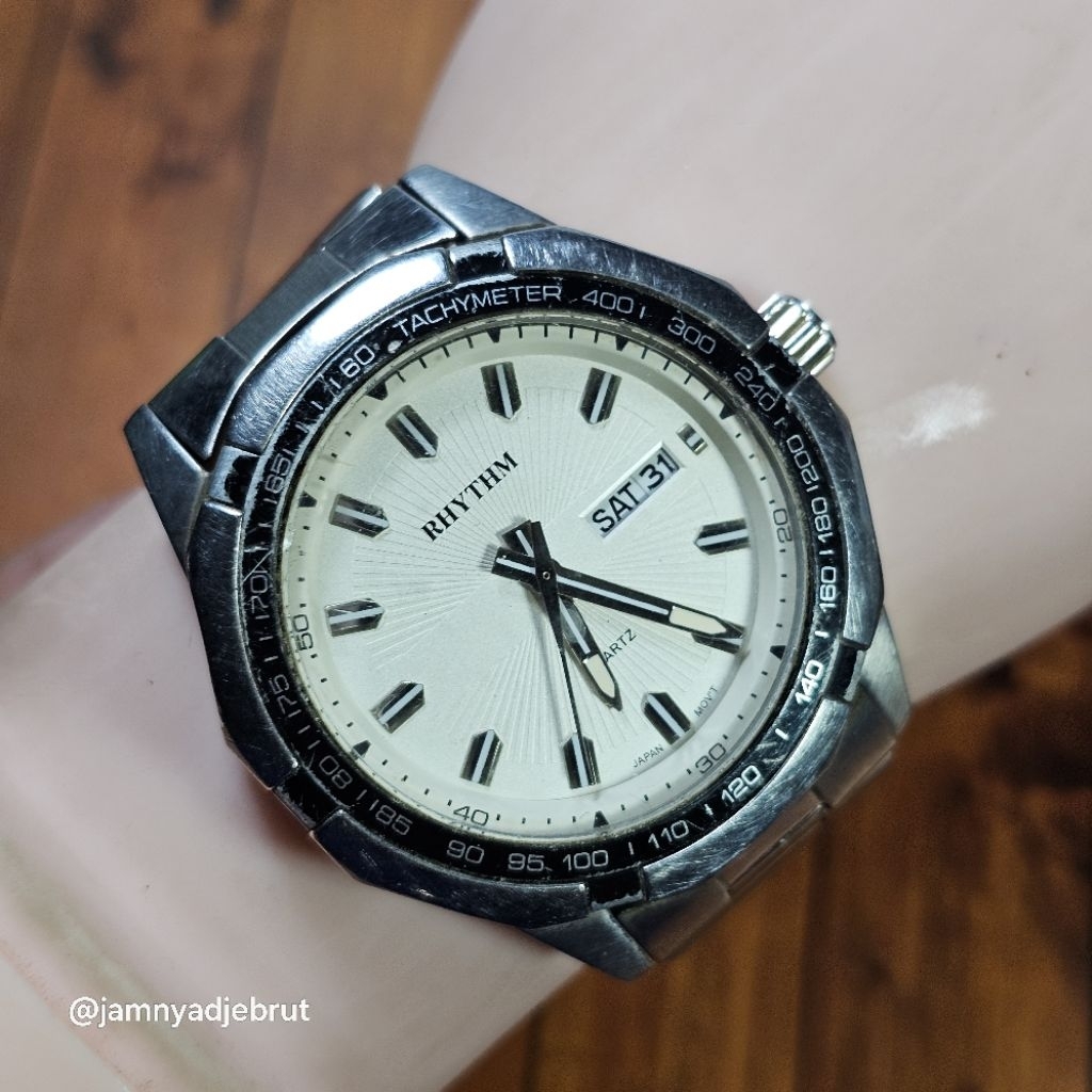 Jam Rhythm G1407S All Stainless Grey White Bekas