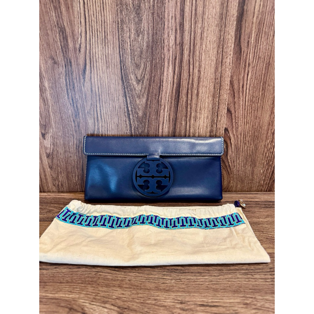 Preloved Tory Burch Miller Clutch Wallet Original Blue