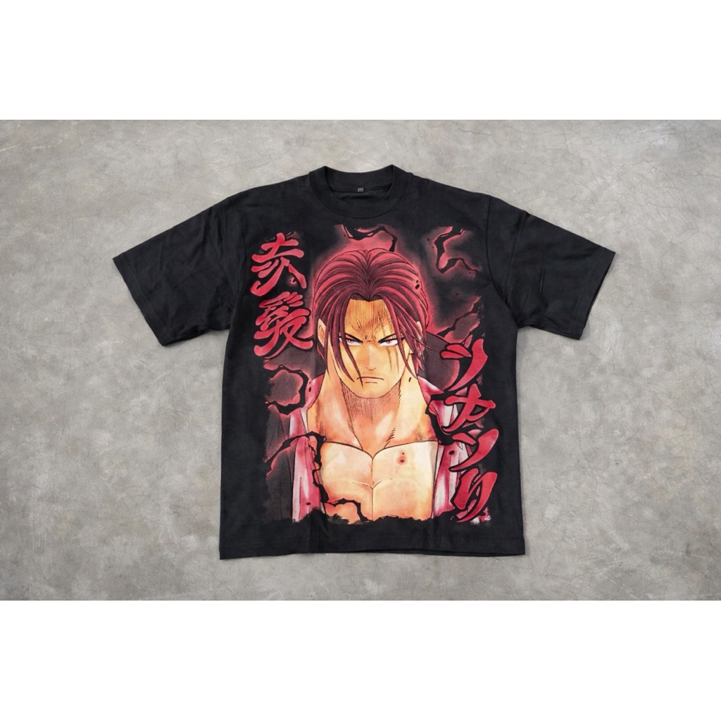 T-Shirt / Tees Bootleg Shanks One Piece Anime Black Colour (NEW) | Kaos Anime Shanks One Piece Overs