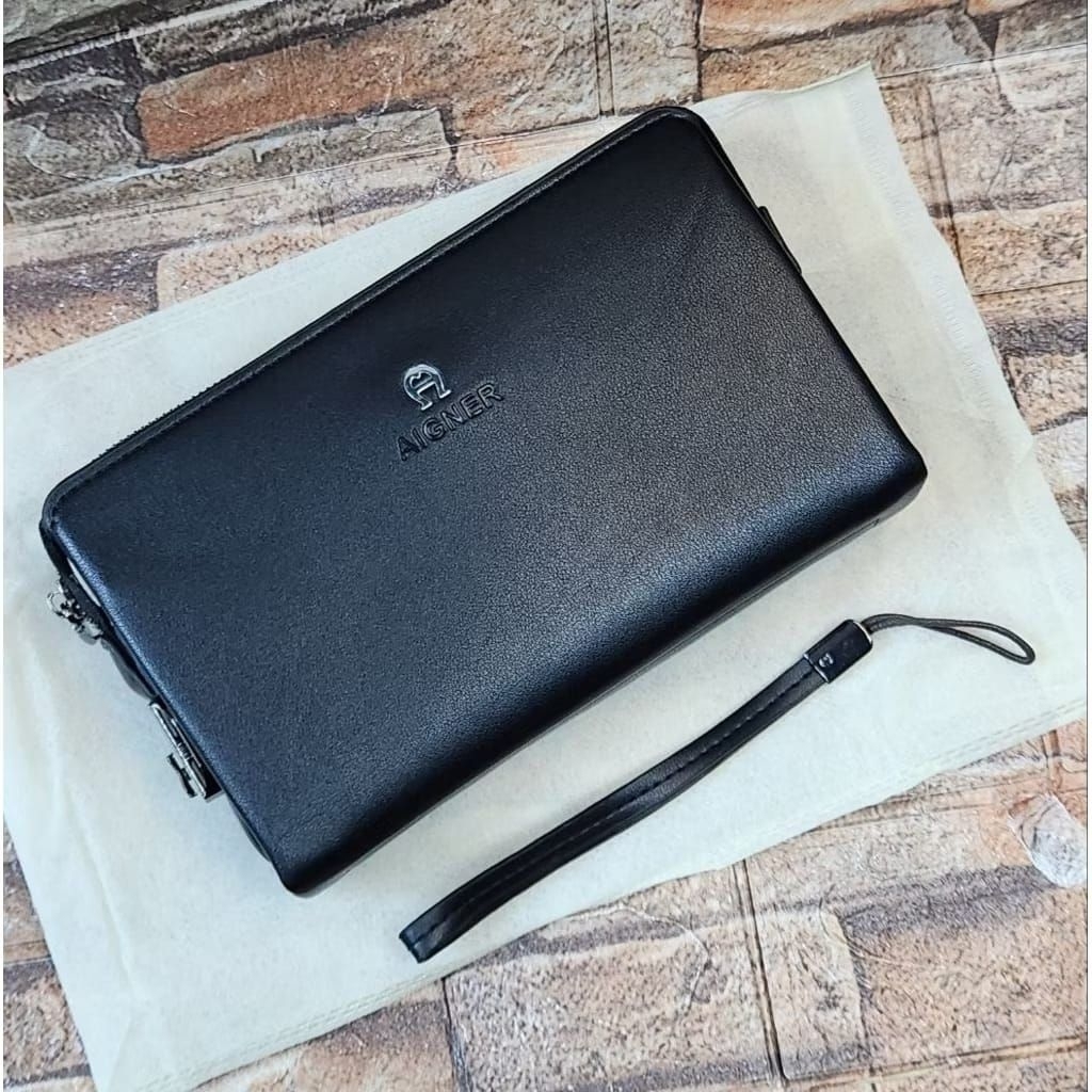 Clutch Pria Kulit Tas Tangan Aigner Model Lock Tas Pria&Wanita Eklusife