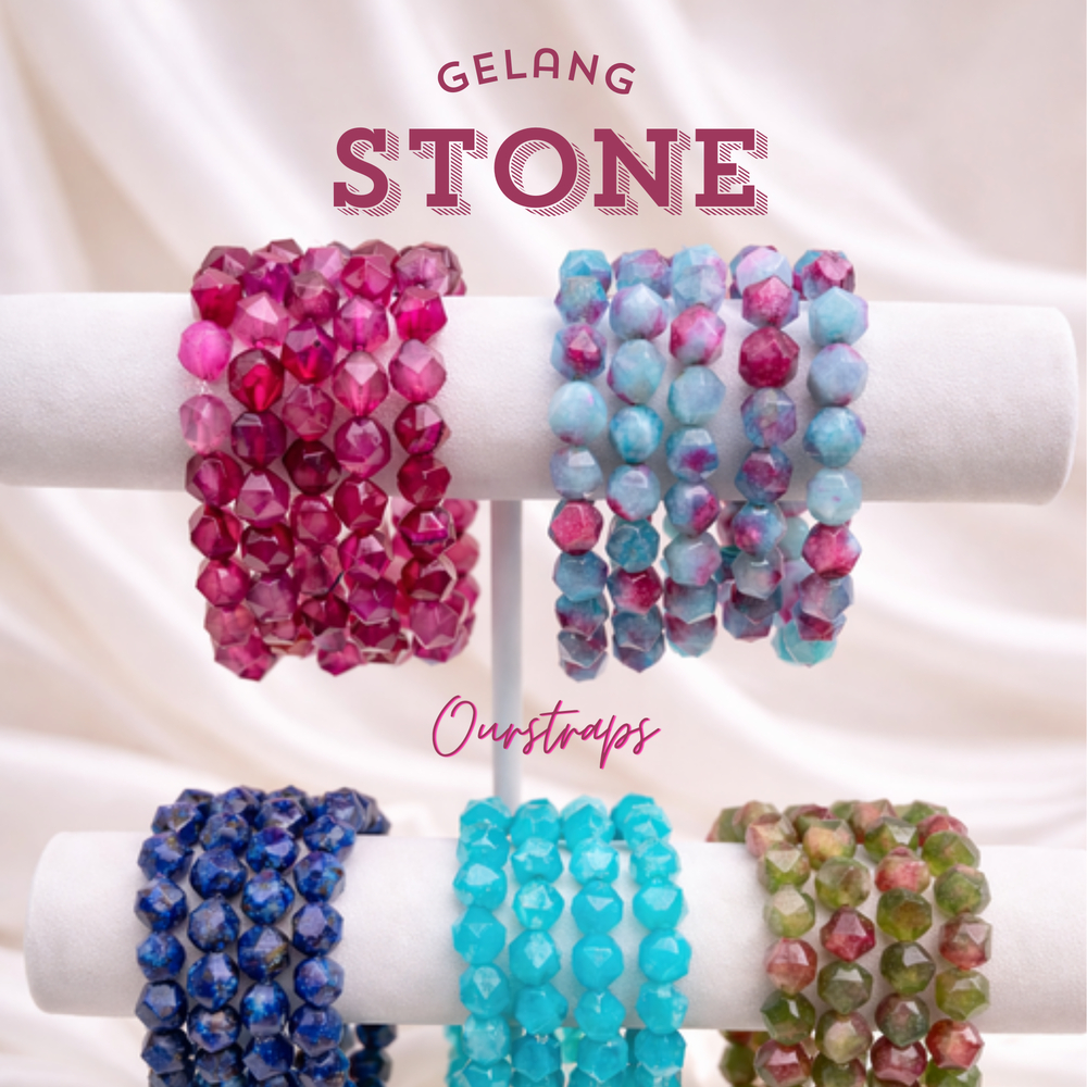 Gelang/Gelang Batu Alam Kristal Warna-Warni Aesthetic untuk Unisex/Stone Barclette/Gelang Stone/Ours
