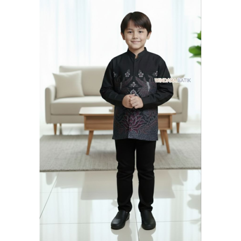 kemeja koko batik anak motif yudhistira