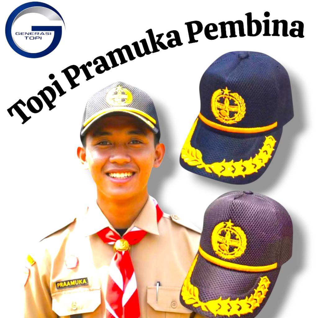 TOPI PRAMUKA COKLAT - TOPI PDH - TOPI PEMBINA PRAMUKA - TOPI BAHAN JARING DOUBLEMES PRAMUKA - TOPI G