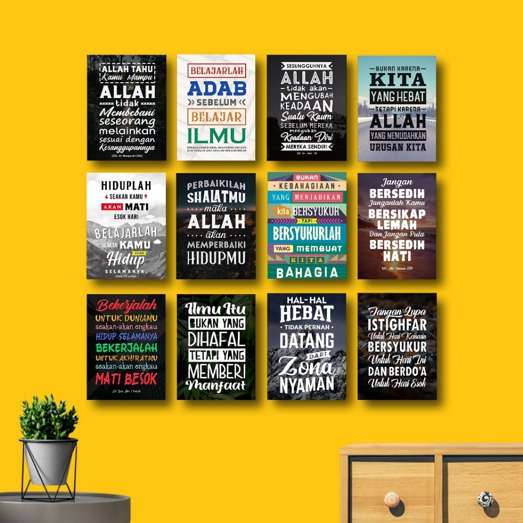 Hiasan Dinding Quotes Islami Poster Kayu Kaligrafi Pajangan Kamar Wall Decor Quotes Motivasi Islami