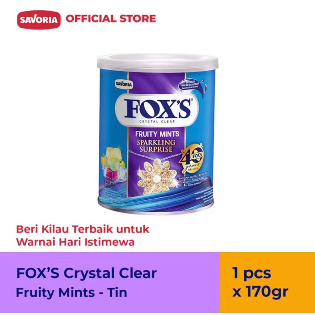 INSTANT JOGJA FOX'S Fruity Mints Tin - Permen Mint Kaleng 170g