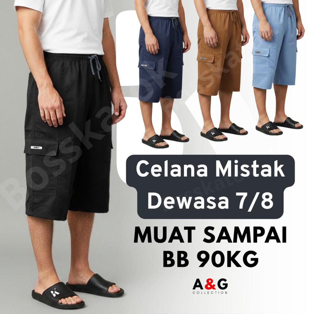 Celana 7/8 Jumbo Dewasa | Celana Pendek Dewasa | Celana Jumbo Pria | Celana Mistak 7/8 Dewasa Pria W