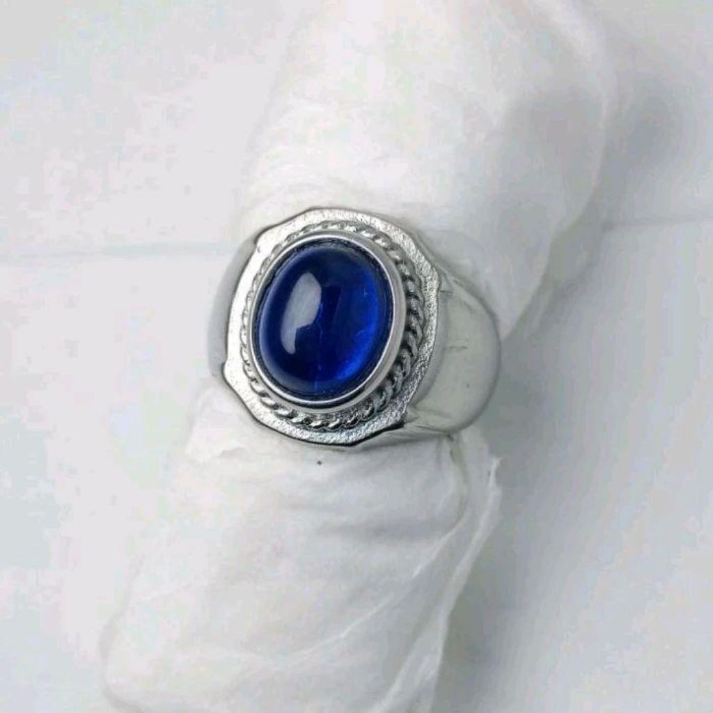Cincin Batu King Sapphire Ring Titanium Super mewah