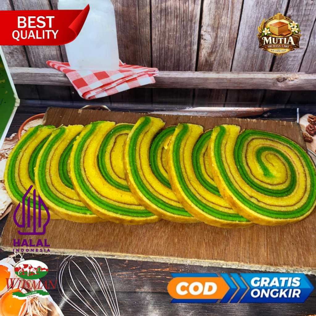 Potongan Lapis Legit Roll Premium Wisman 250gram Rasa Pandan Enak Lembut Roll Cake Tanpa Pengawet