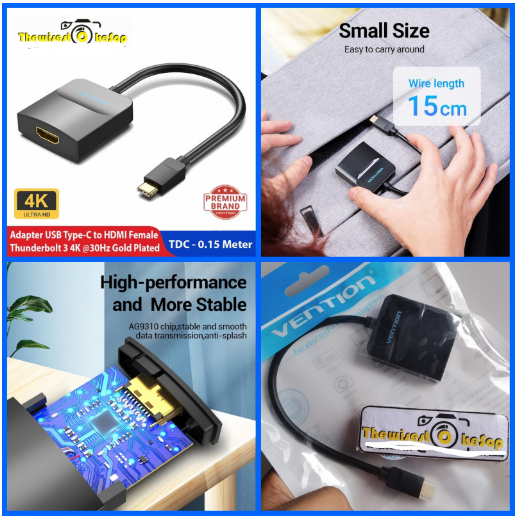 Vention TDC Adapter Converter USB Type C to HDMI Female display out Laptop Macbook ke Monitor LCD Pr