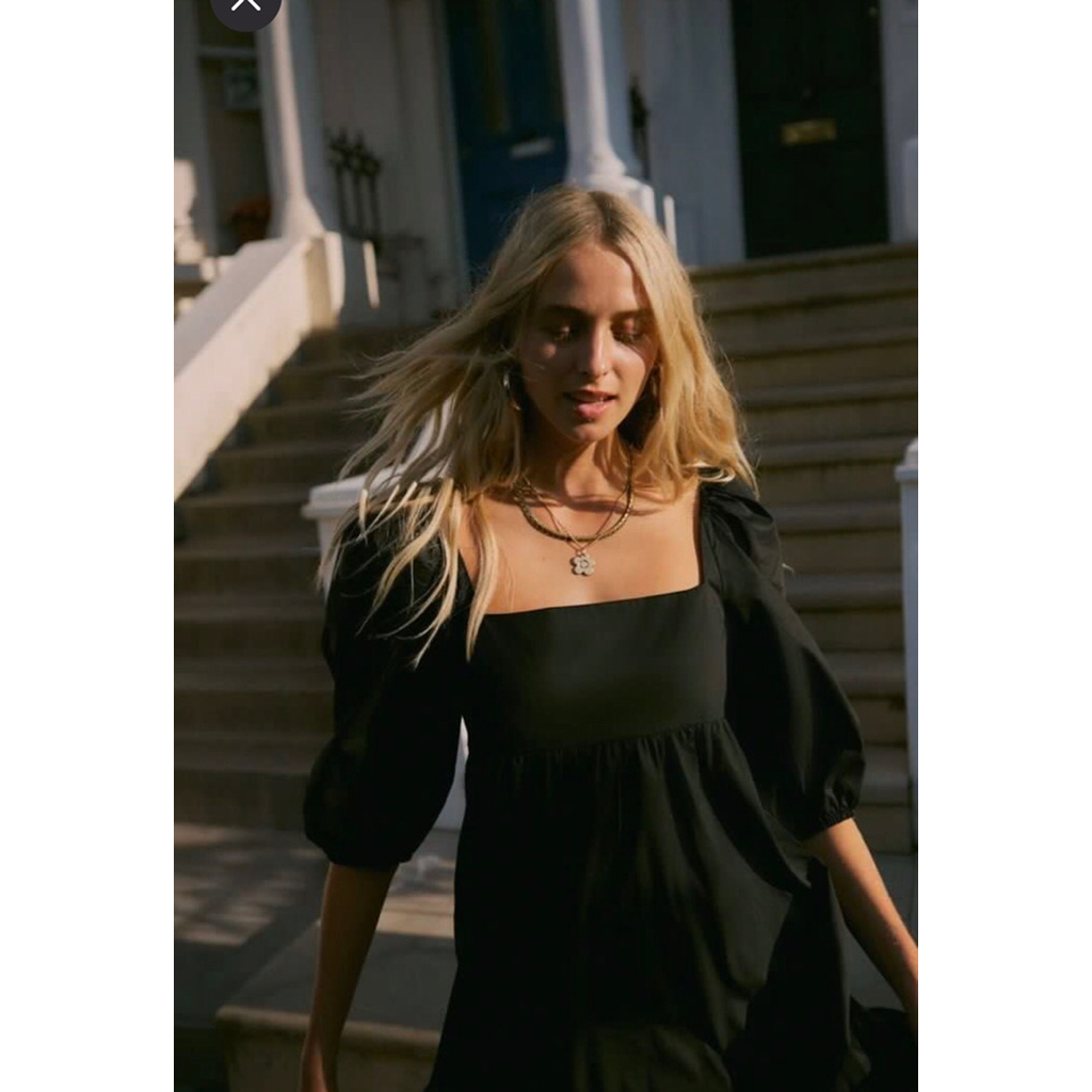 Zara Tiered Bolloon Sleeved Poplin Dress