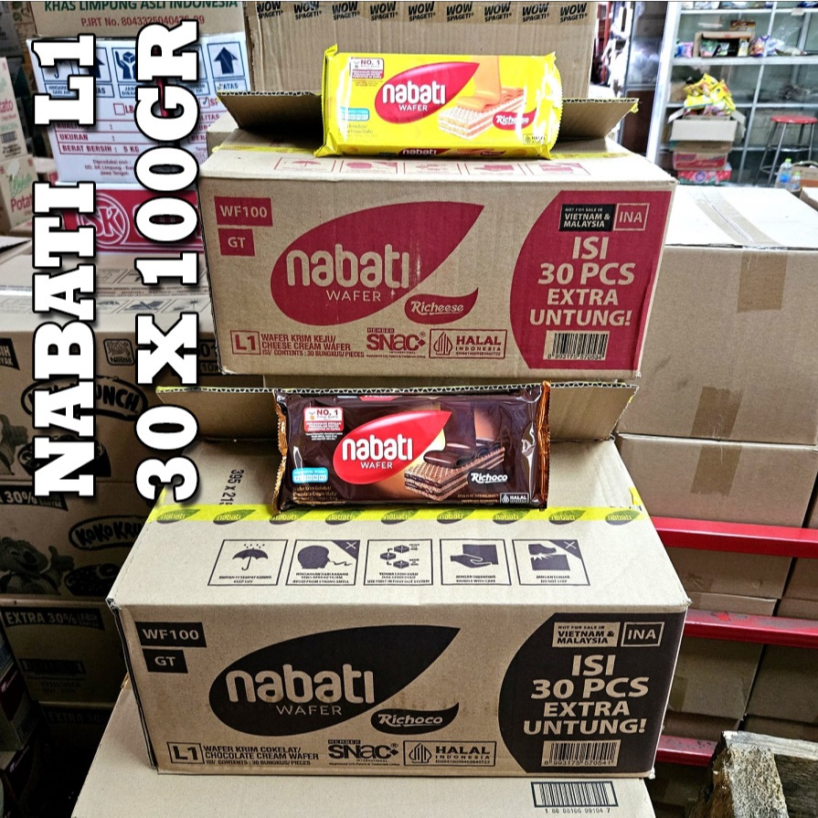 ED 09.26 CTN 30*100GR L1 - NABATI WAFER ( 1 DUS ISI 30 PCS )( 1/2CTN ISI 15PCS ) RASA COKLAT - KEJU 