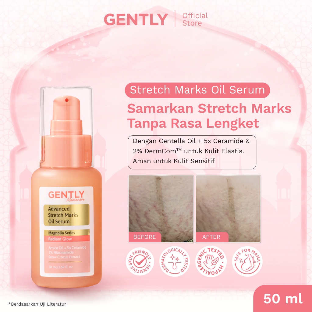 GENTLY Mamacare Advanced Stretch Marks Oil Serum | Arnica Oil + 5x Ceramide + Magnolia Extract + 3% 