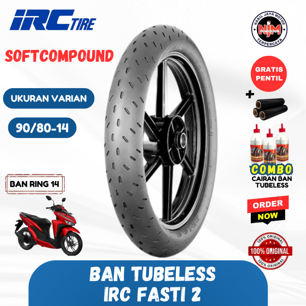 Ban Motor IRC FASTI 2 90/80 ring 14 Tubeless