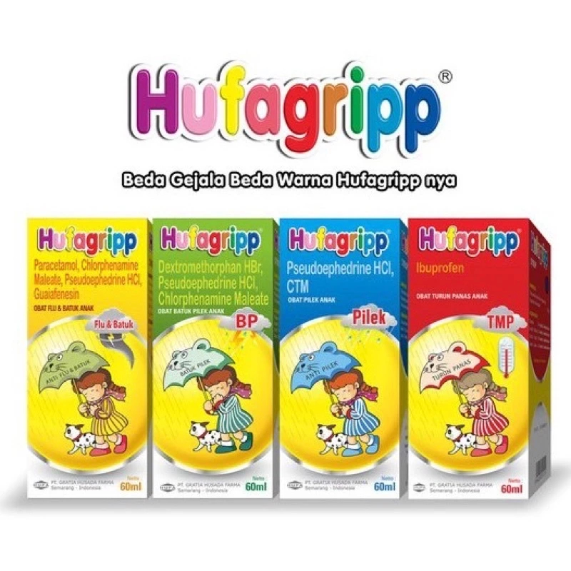 Hufagrip Syrup dapat 2 botol  murahTurun Panas Flu dan Batuk 60 ml ORIGINAL-BPOM