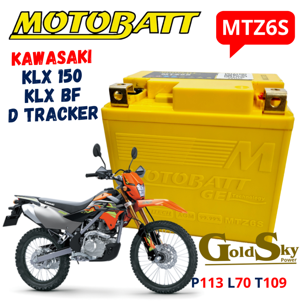MOTOBATT AKI KERING MOTOR KAWASAKI KLX 150 D TRACKER KLX BF MTZ6S GTZ7S YTZ6V MF