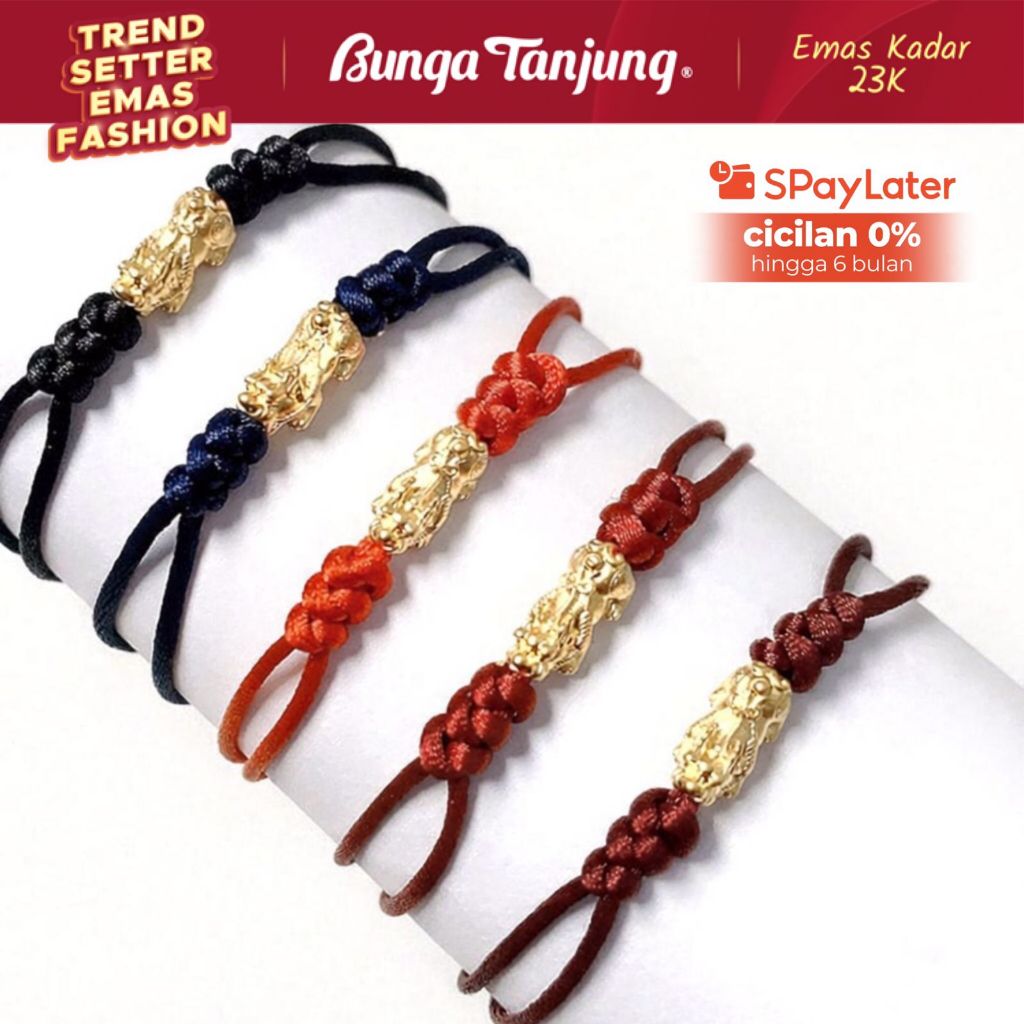 GELANG TALI PIXIU PI XIU CHARM DRAGON - EMAS 23K - BUNGA TANJUNG GOLD
