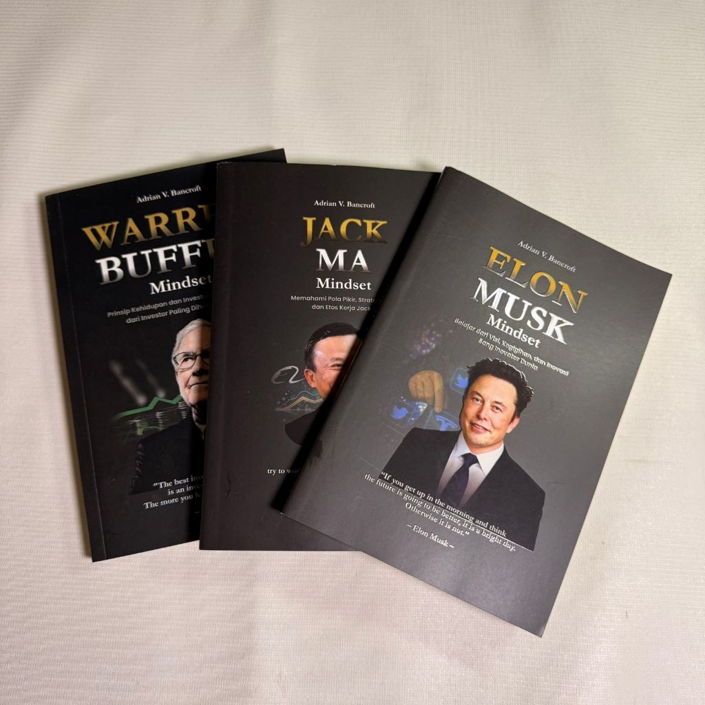 [PRELOVED ORIGINAL] Paket Hemat 3 Buku Mindset Orang Sukses [ Warrent Buffet, Elon Musk, Jack Ma ]