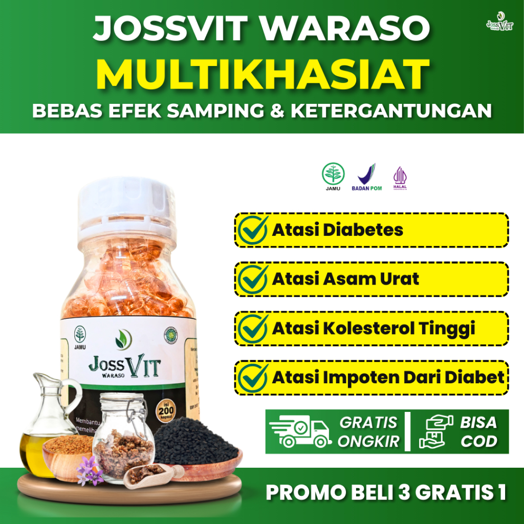 JossVIT Waraso Original Obat Asam Urat & Diabetes Herbal Ampuh Penurun Gula Darah Kolesterol Kapsul