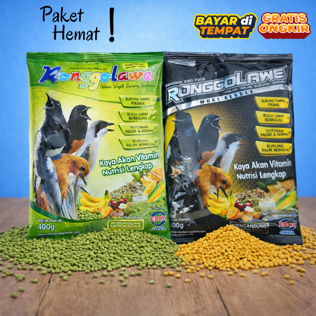 EBOOD Jaya Paket Hemat  Ranggolawe Rumput Laut dan Original Voer Pelet Pakan Burung Ronggolawe Berki