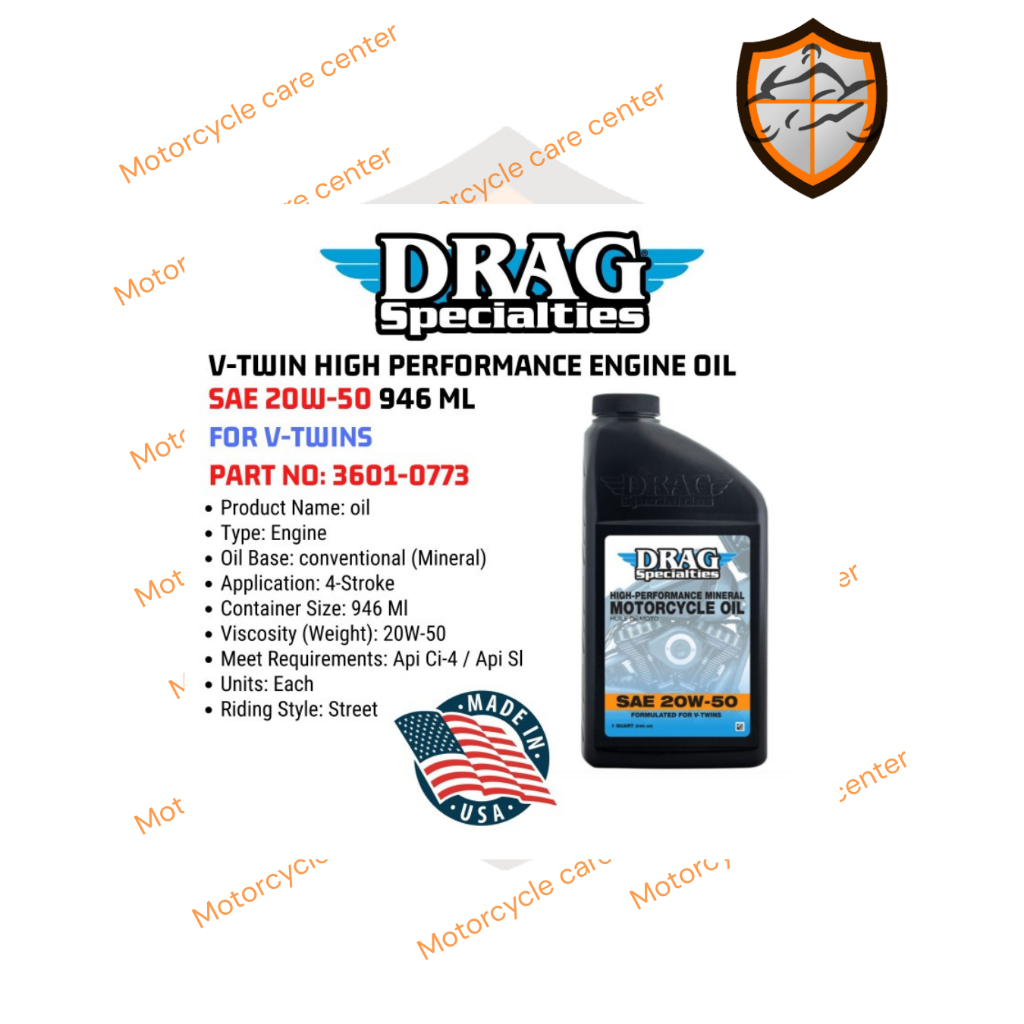 DRAG SPECIALTIES V-TWIN HIGH PERFORMANCE ENGINE OIL SAE 20W-50 946 ML FOR V-TWIN OIL MESIN 3601-0773