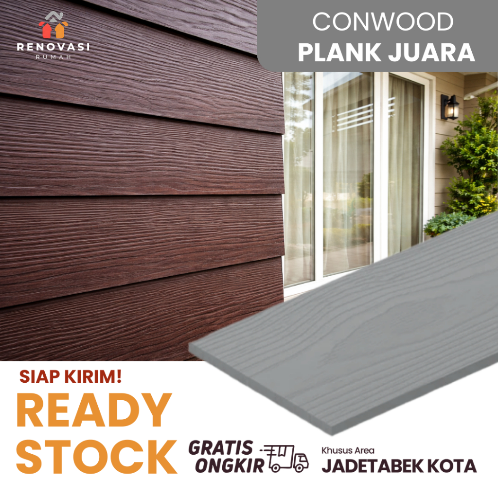 Conwood Plank Juara 8" / 12" - Conwood Dinding Tekstur Kayu Murah - Anti Lapuk Anti Rayap Natural Ka