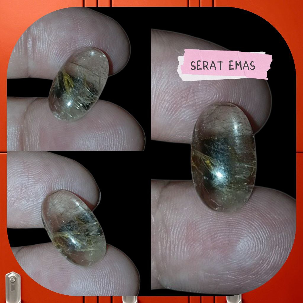 Batu Cincin Permata Kecubung Rambut Emas Natural