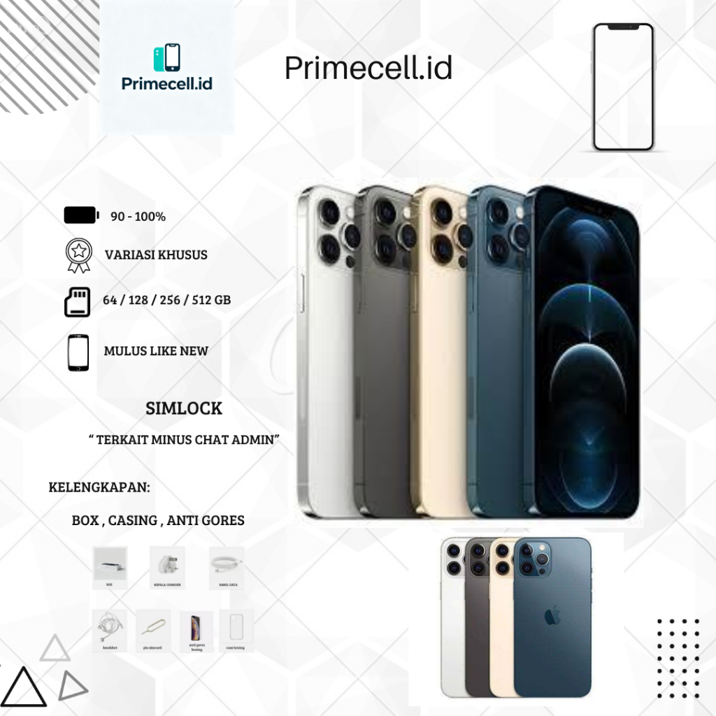 iPhone 12 Pro Max Inter Second – Ori Fullset | Minus Mulus | Lancar Game/Live/Video | 128/256/512GB 