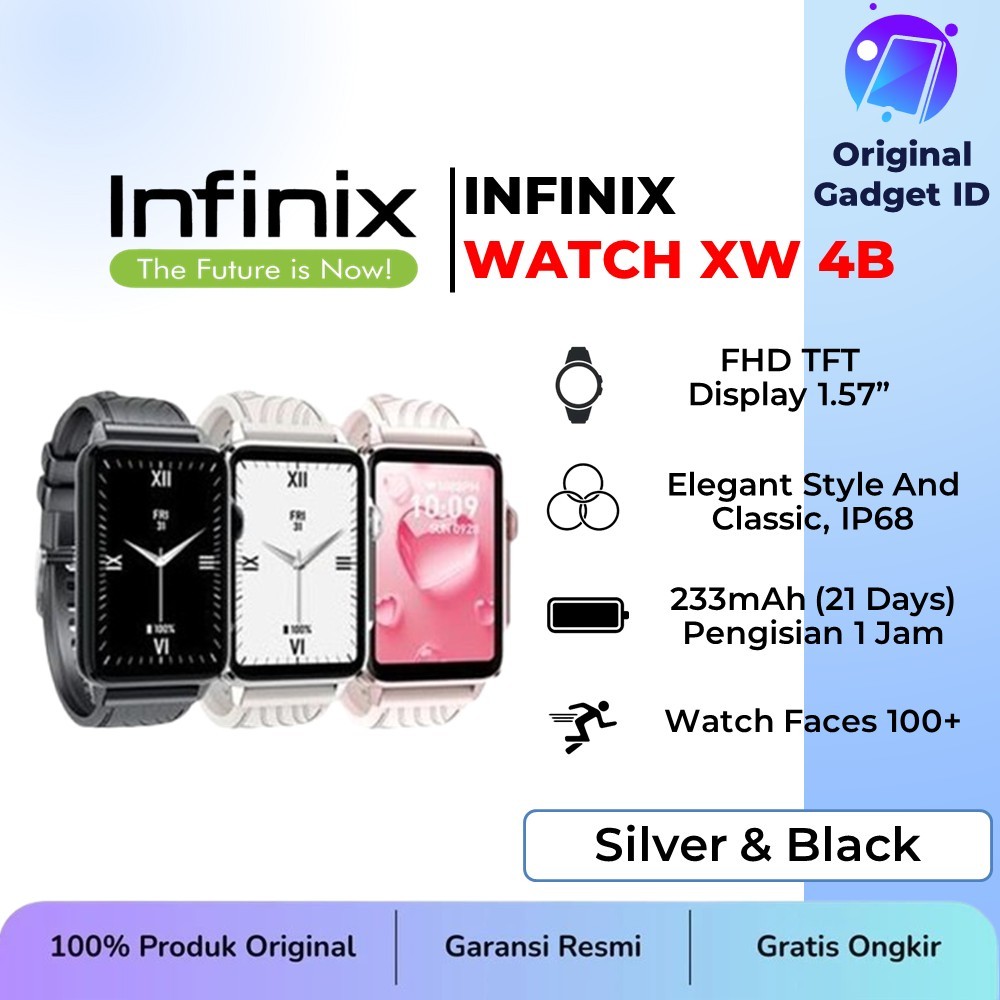 Infinix Smart Watch XW4B | 1.57 Inch Full Touch HD | Battery 230 mAh ( Garansi Resmi )