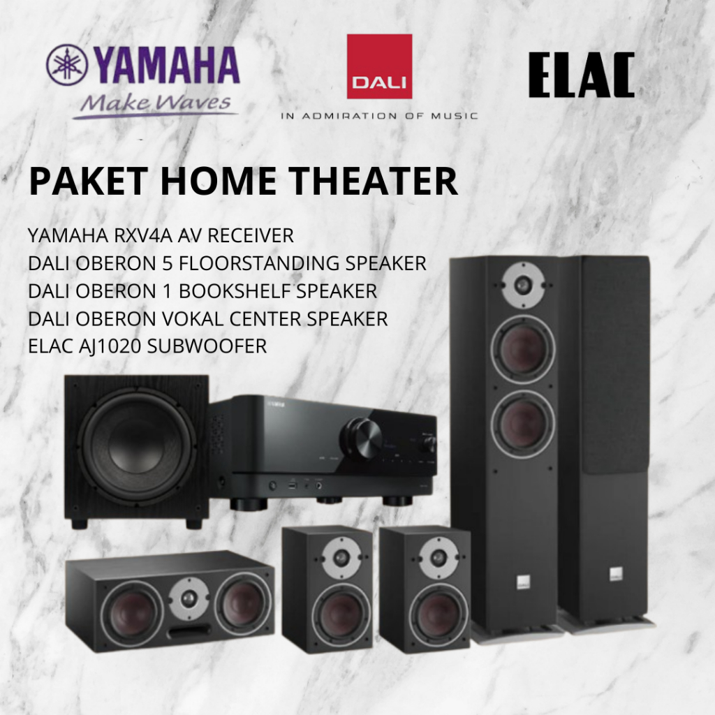 Paket Home Theater Yamaha RXV4A AV Receiver Dali Oberon 5 Floorstanding speaker Dali Oberon 1 Booksh